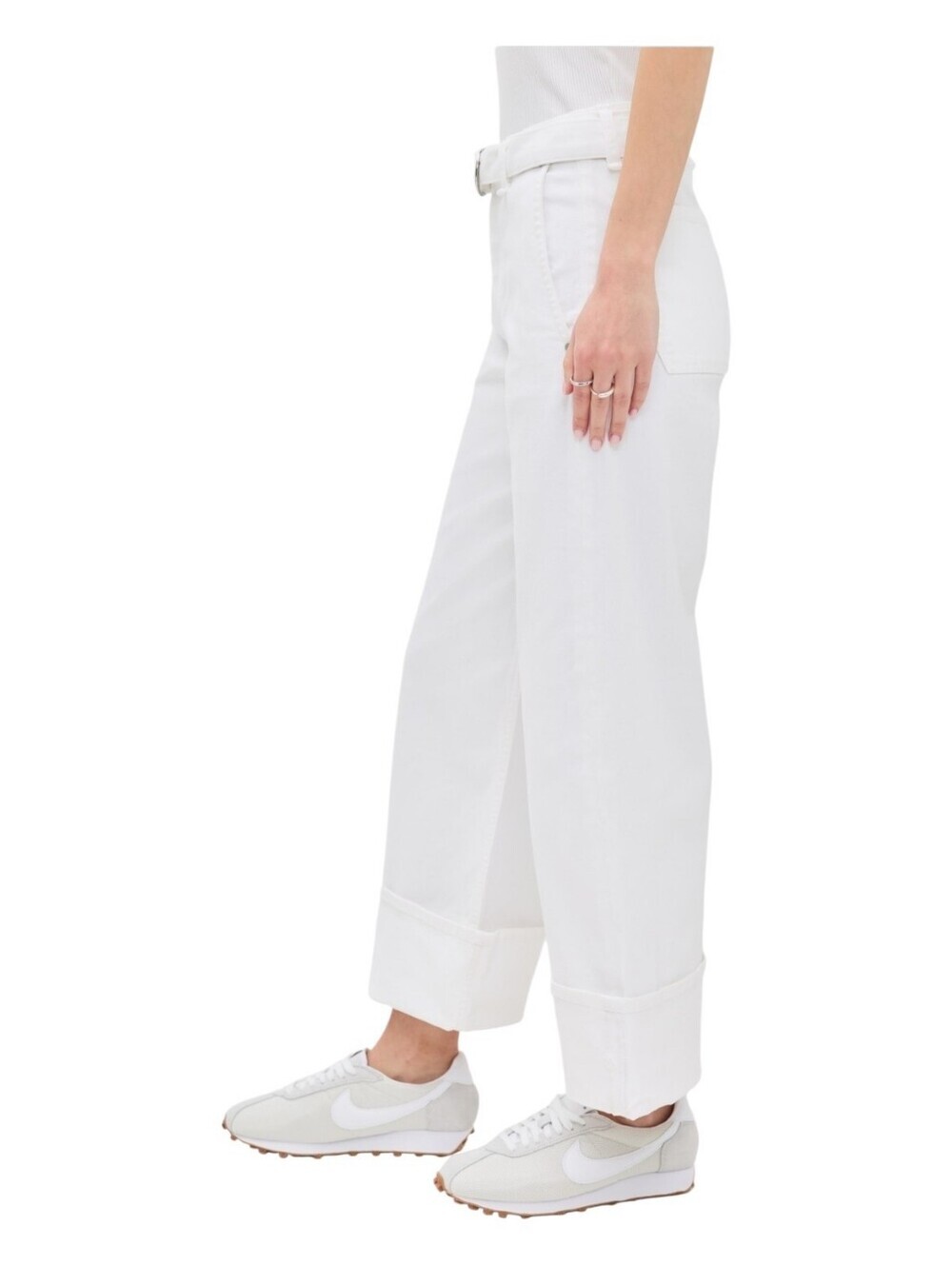 NWT Rag & Bone The Andi Belted High Rise Ankle Wide Leg Jeans Optic White Sz 30 - Picture 6 of 13